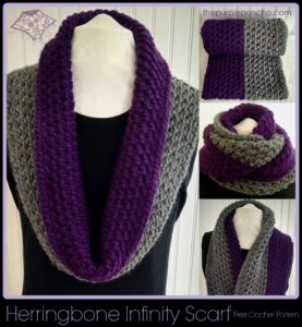 Herringbone Infinity Scarf A Free Crochet Pattern by The Purple Poncho
