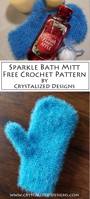 Sparkle Bath Mitt Free Crochet Pattern Scrubby by Crystalized Designs