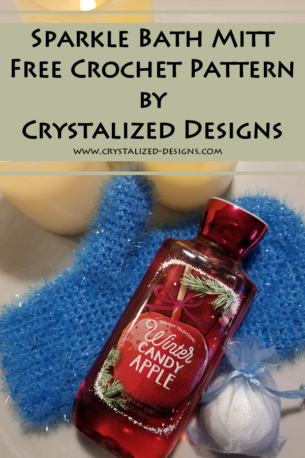 Sparkle Bath Mitt Free Crochet Pattern Scrubby by Crystalized Designs