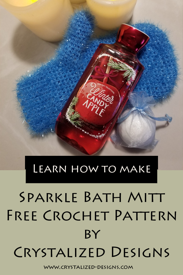 Sparkle Bath Mitt Free Crochet Pattern Scrubby by Crystalized Designs