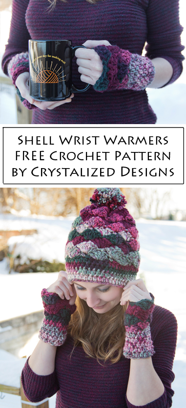 Shell Wrist Warmers Free Crochet Pattern by Crystalized Designs