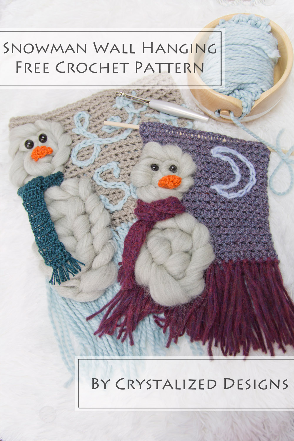 Snowman Wall Hanging Free Crochet Pattern by Crystalized Designs Crystalized Designs